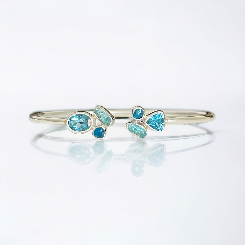 Swiss Blue Topaz x Apatite Cuffed Bangle