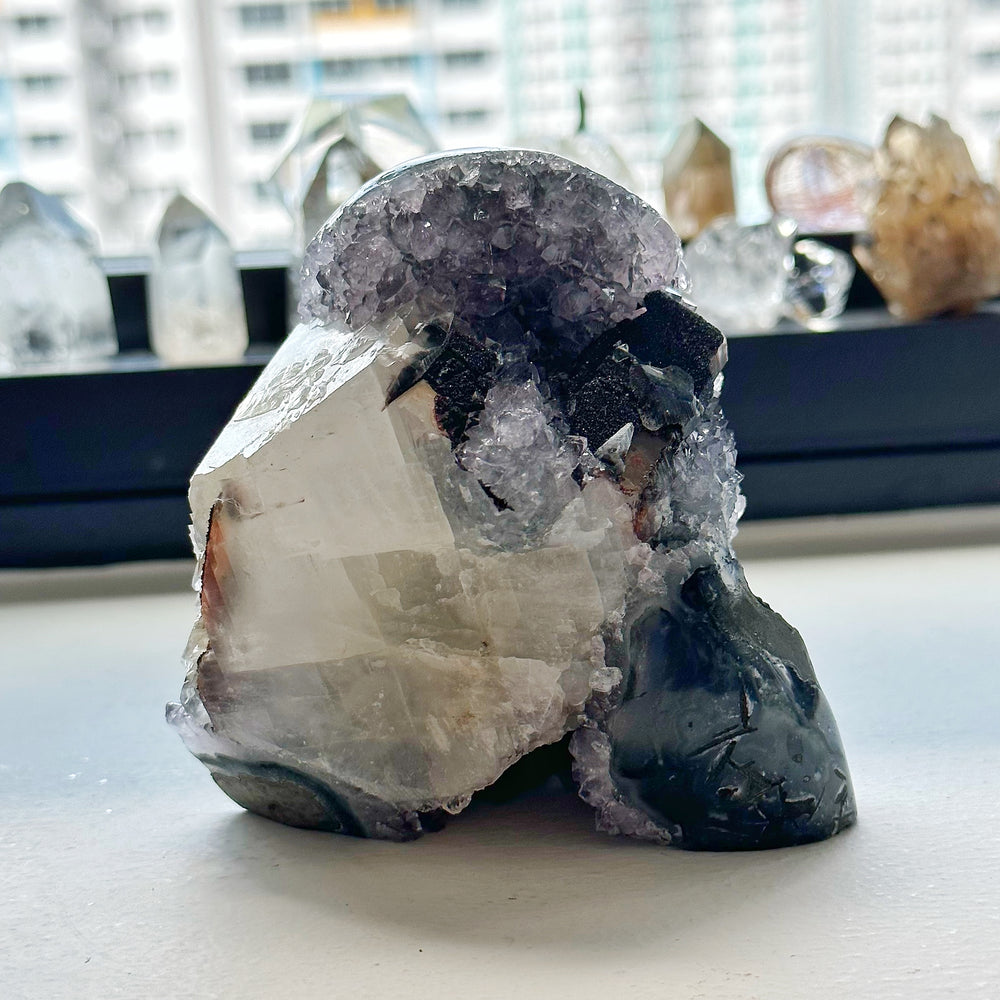 Amethyst Alien Formation w/ Calcite Self-standing AGC4