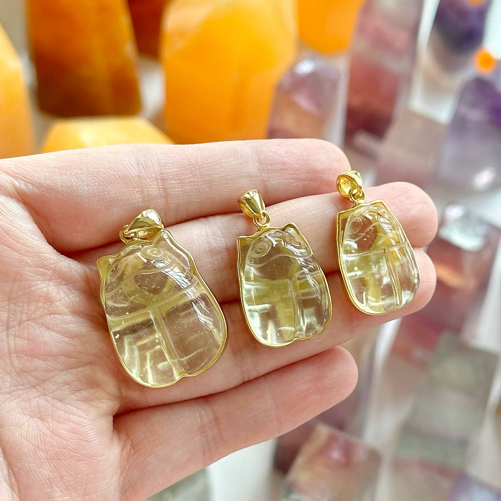 Libyan Desert Glass Scrab Statement Pendant — Shimmer Light