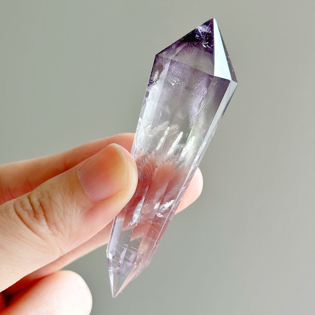 High-Grade 12-Sided Smoky Amethyst Vogel Wand with Rainbows • cheapest Balance • Creativity