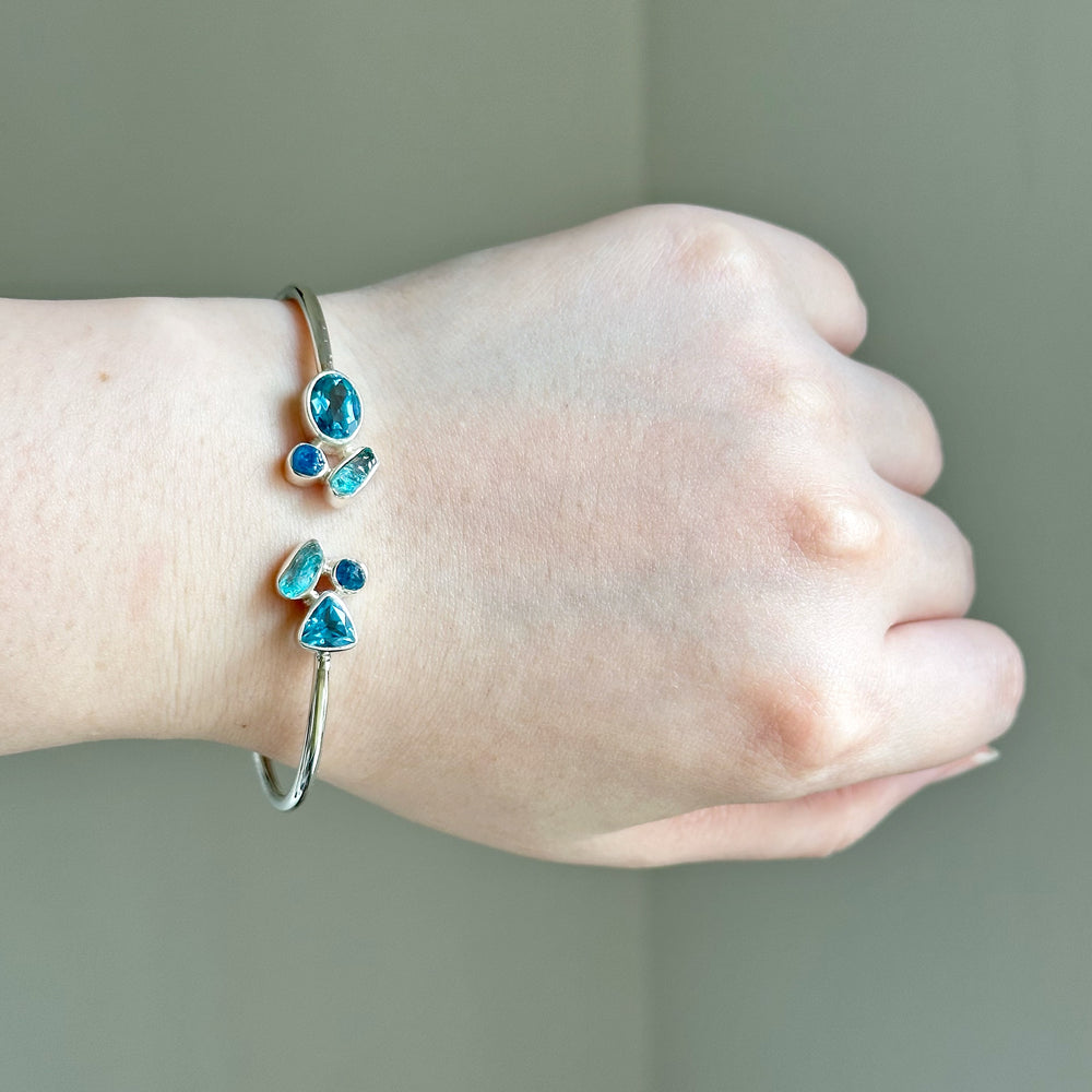 Swiss Blue Topaz x Apatite Cuffed Bangle