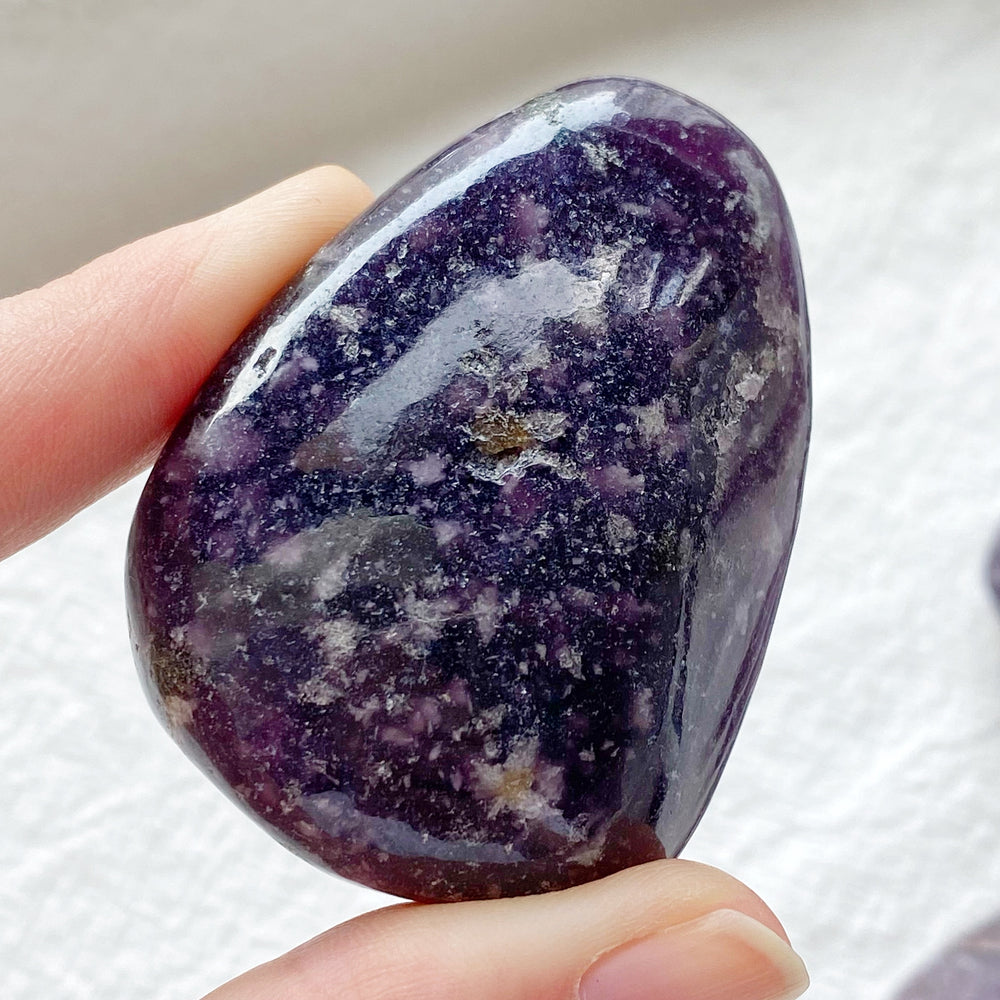Dark Purple Lepidolite Freeform Palm Stone DPL04