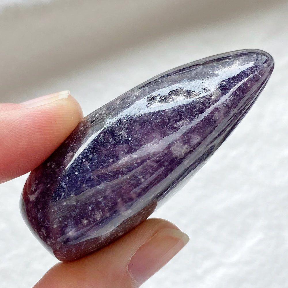 Dark Purple Lepidolite Freeform Palm Stone DPL04