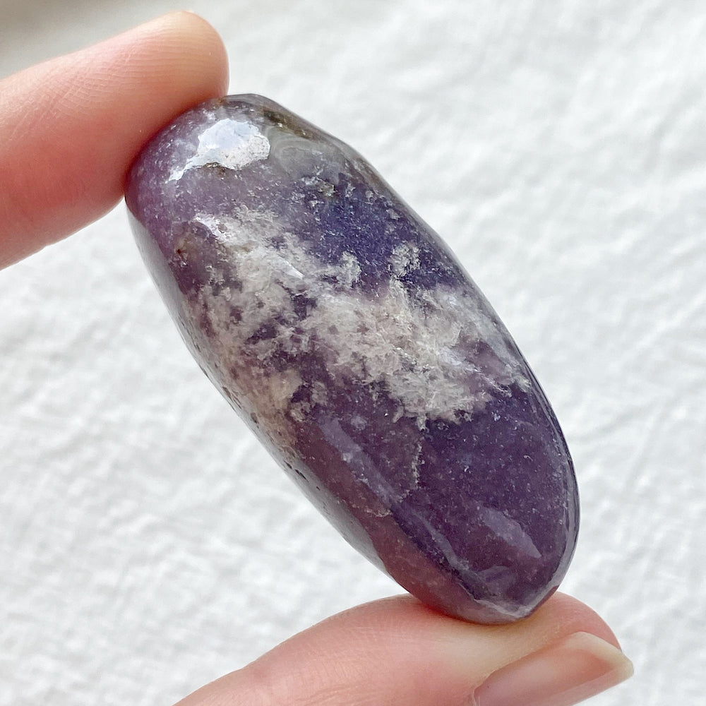Dark Purple Lepidolite Freeform Palm Stone DPL06