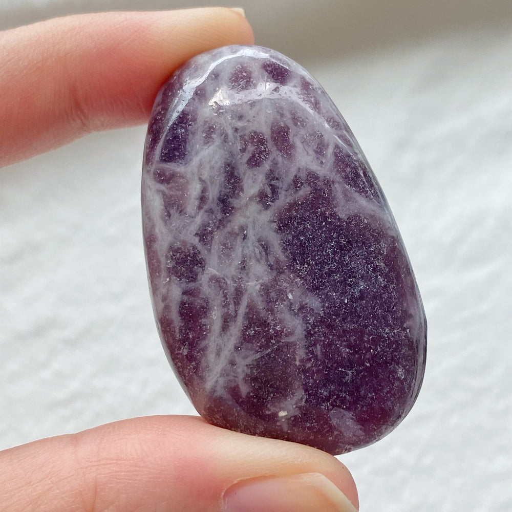 Dark Purple Lepidolite Freeform Palm Stone DPL07