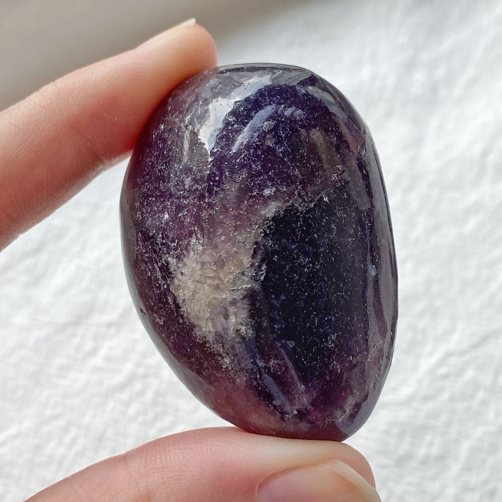 Dark Purple Lepidolite Freeform Palm Stone DPL08