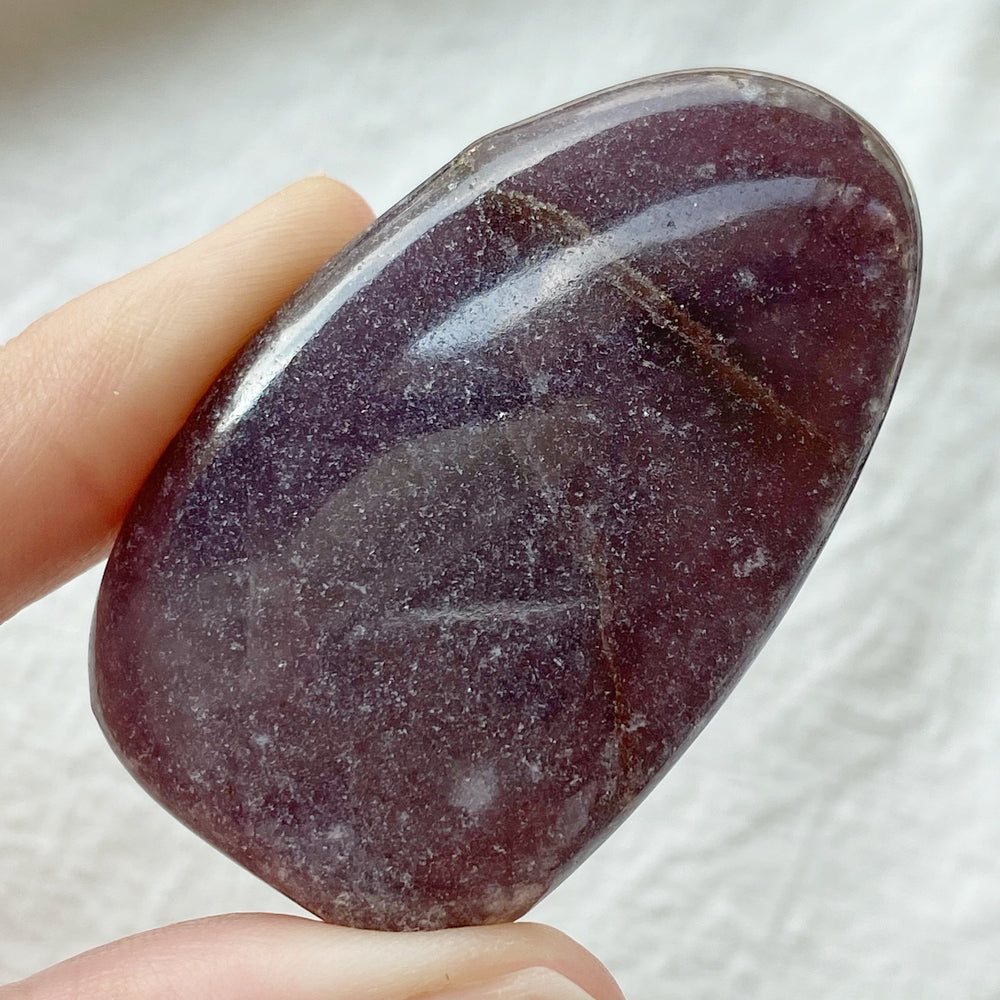 Dark Purple Lepidolite Freeform Palm Stone DPL09