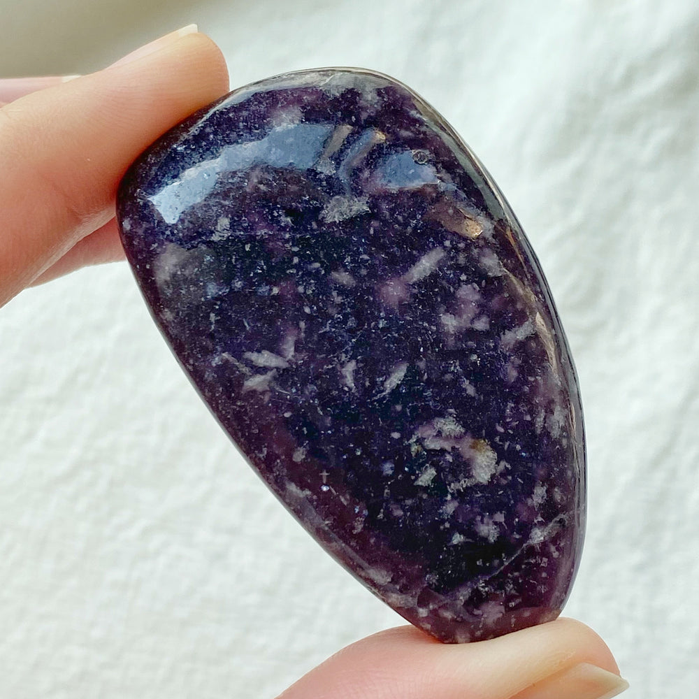 Dark Purple Lepidolite Freeform Palm Stone DPL10