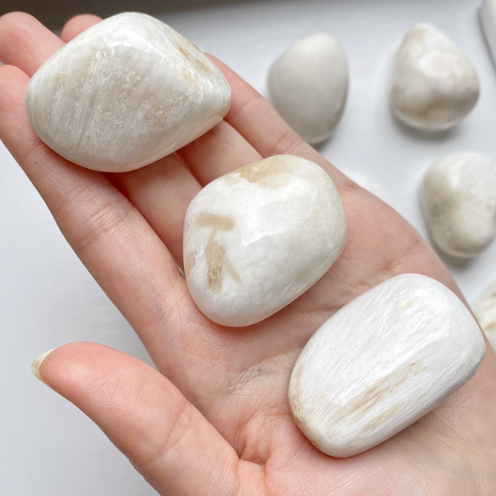 White Scolecite Mini Palm Stones (#4-6)