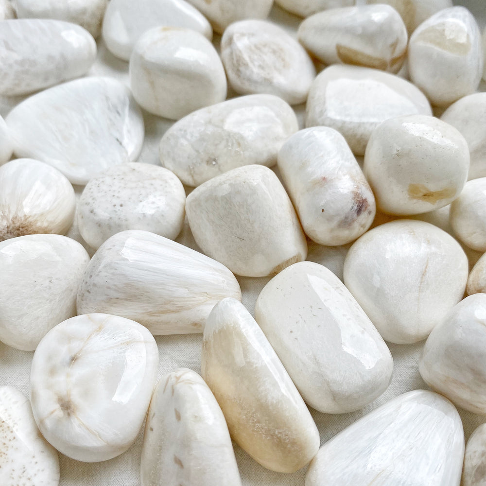 White Scolecite Tumbled Stones