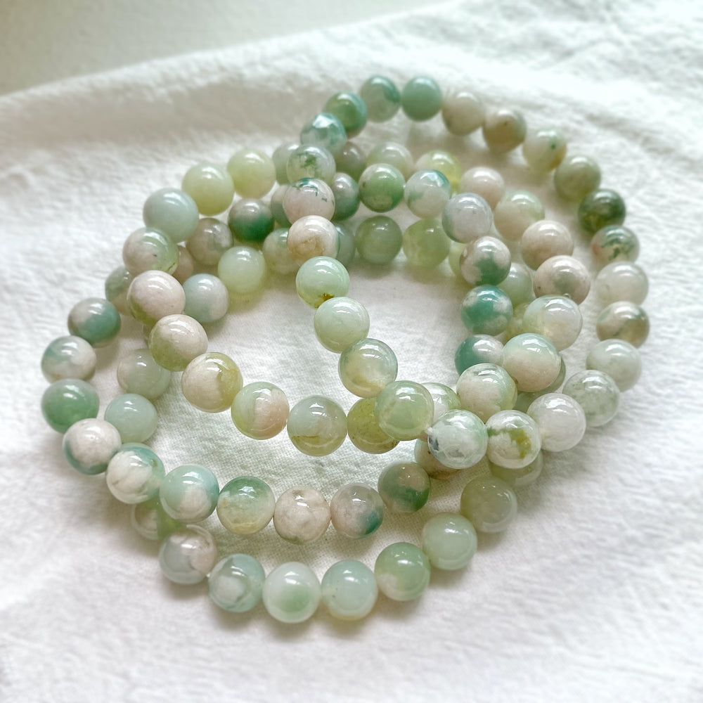 Green Crystal Stone Bracelets Crystal Beads Flower Bracelet Floral Jewelry Dainty Jewels Aesthetic Bracelets Minimalism 15 Cm(5.9 inch) | Rain Flower