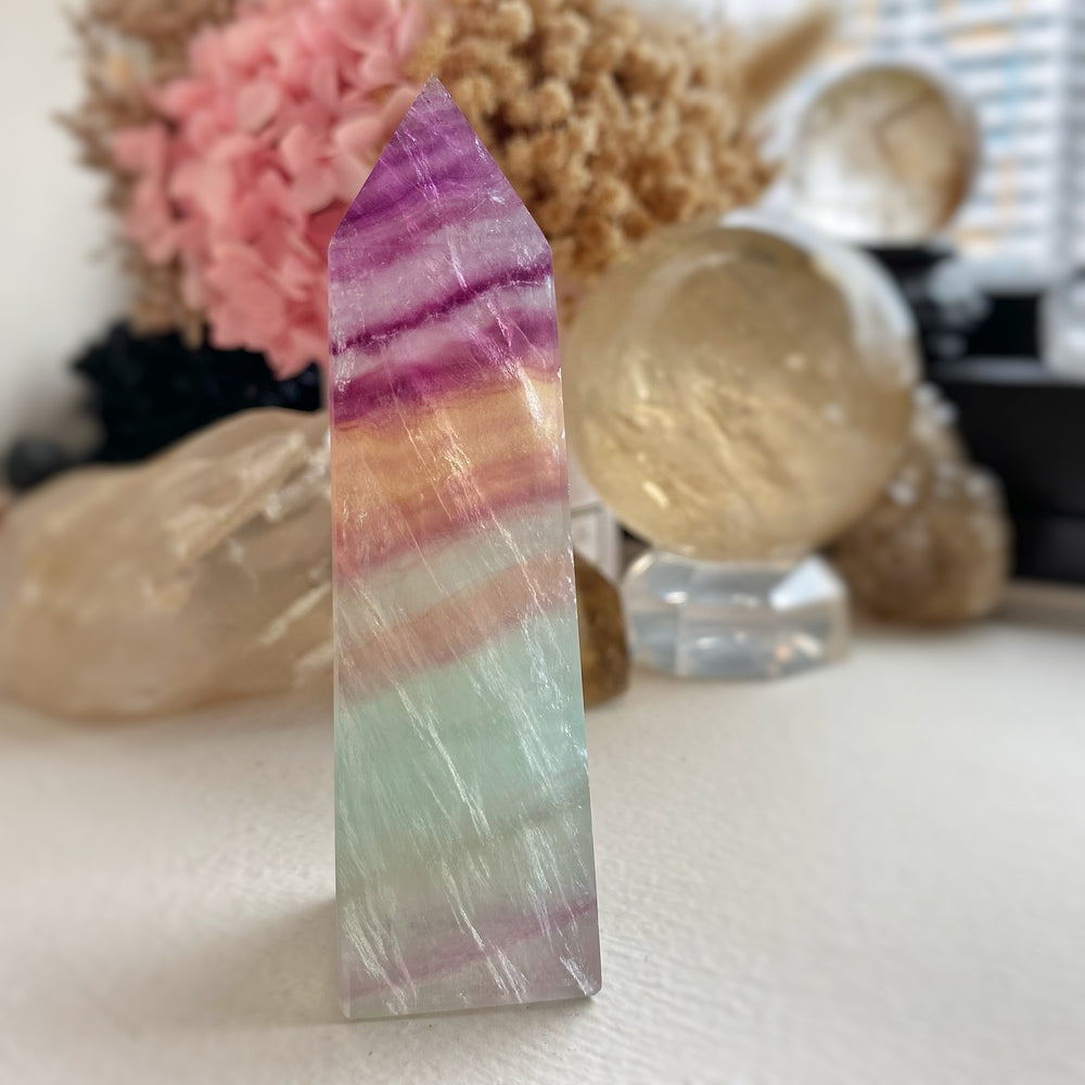 Rainbow Fluorite Point PRA03