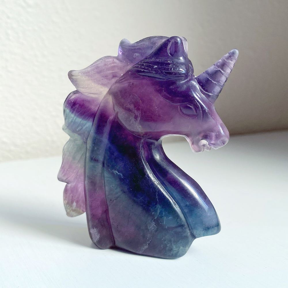 Rainbow Fluorite Unicorn Carving RFU15