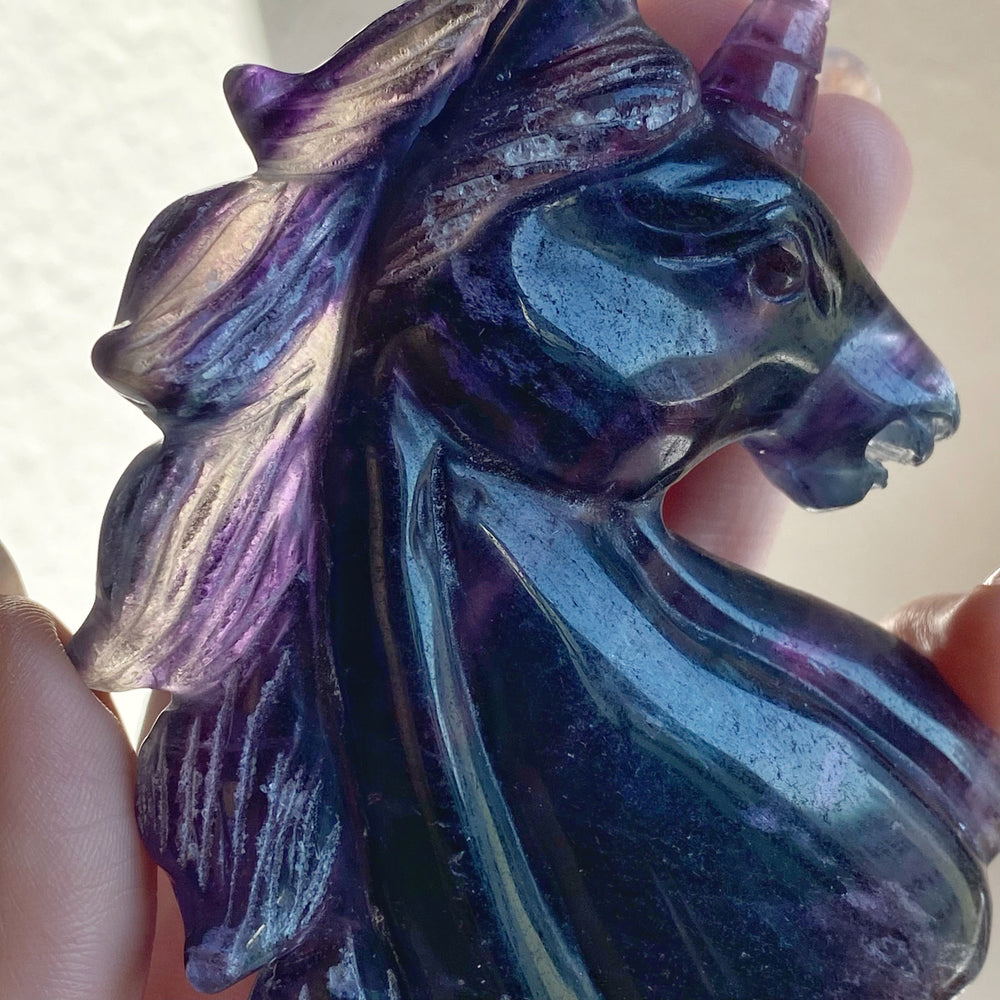 Rainbow Fluorite Unicorn Carving RFU16