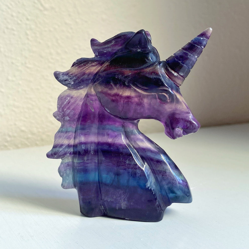 Rainbow Fluorite Unicorn Carving RFU17