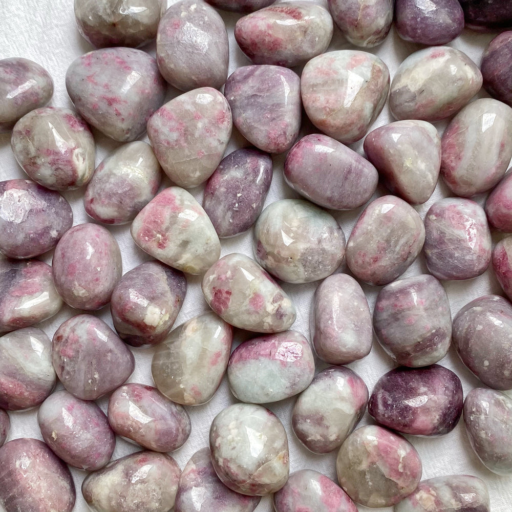 Pink Tourmaline in Quartz Tumbled Stones