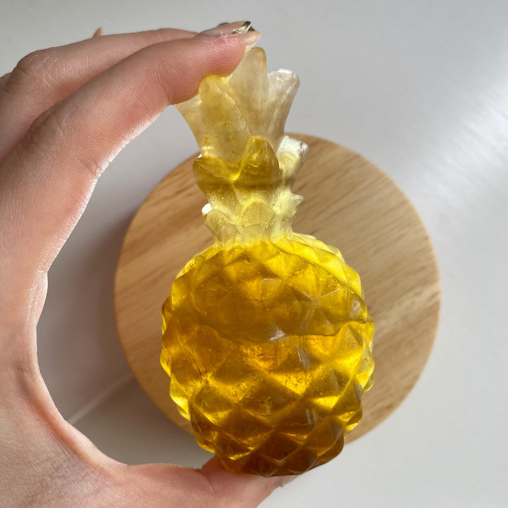 Yellow Fluorite Pineapple Carving YFP18
