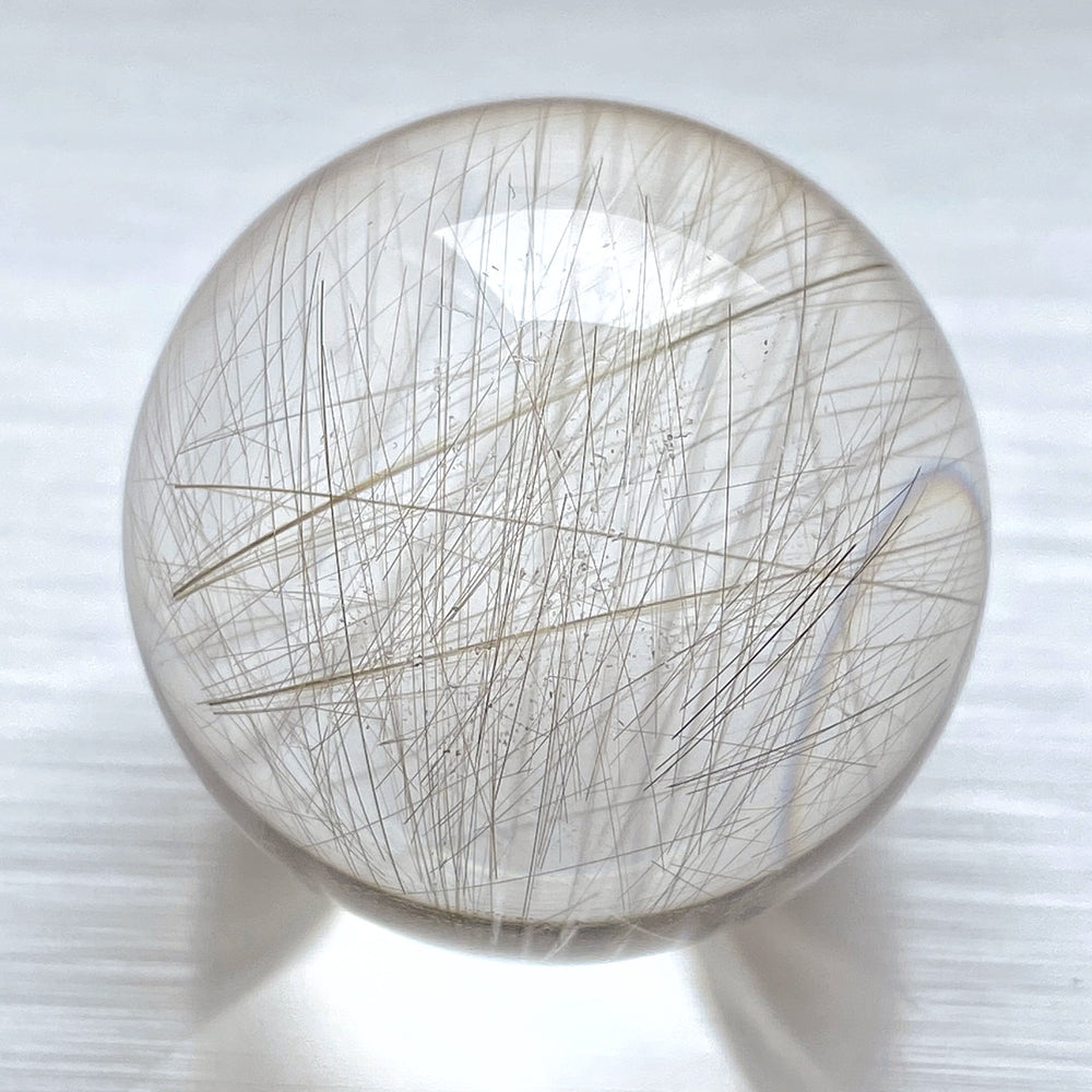 Golden-Silver Rutile in Quartz Sphere RQ008