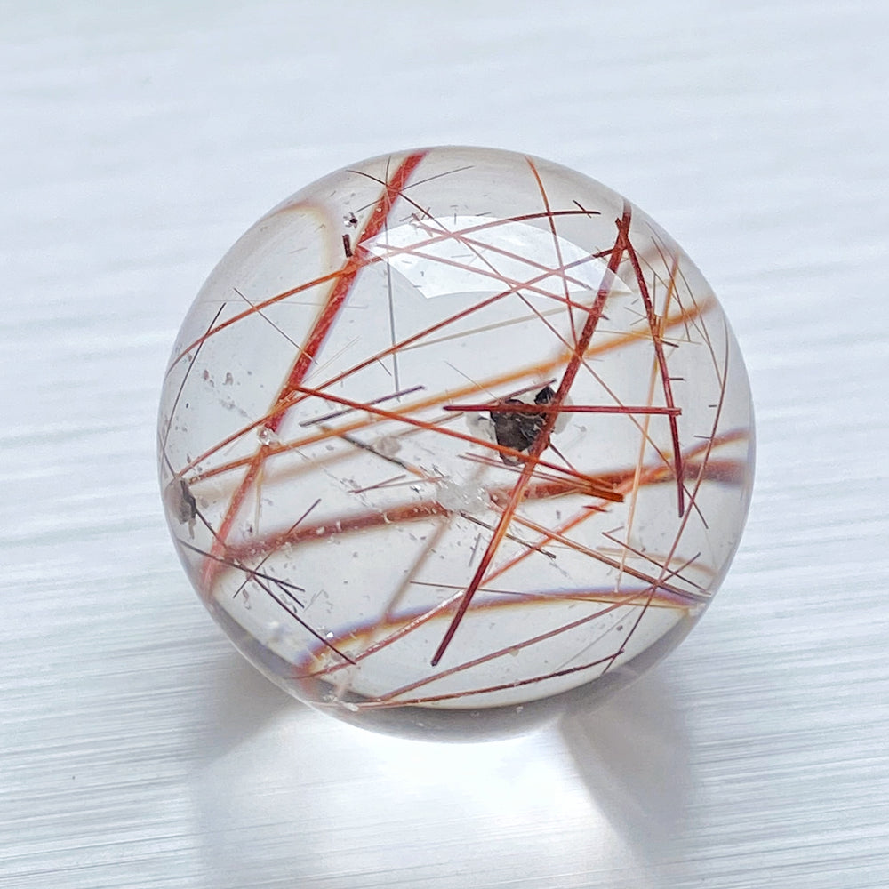 Copper Red Rutile in Quartz Sphere RQ013