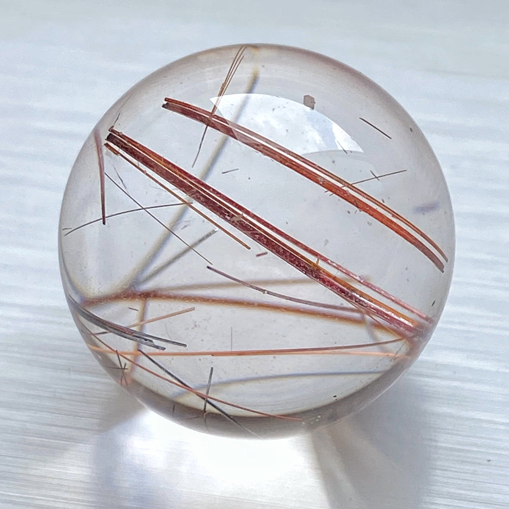 Copper Red Rutile in Quartz Sphere RQ015