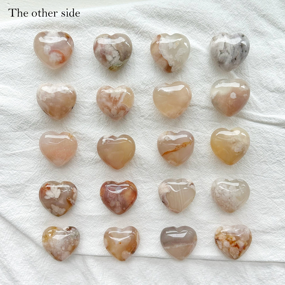 Flower Agate Puffy Hearts