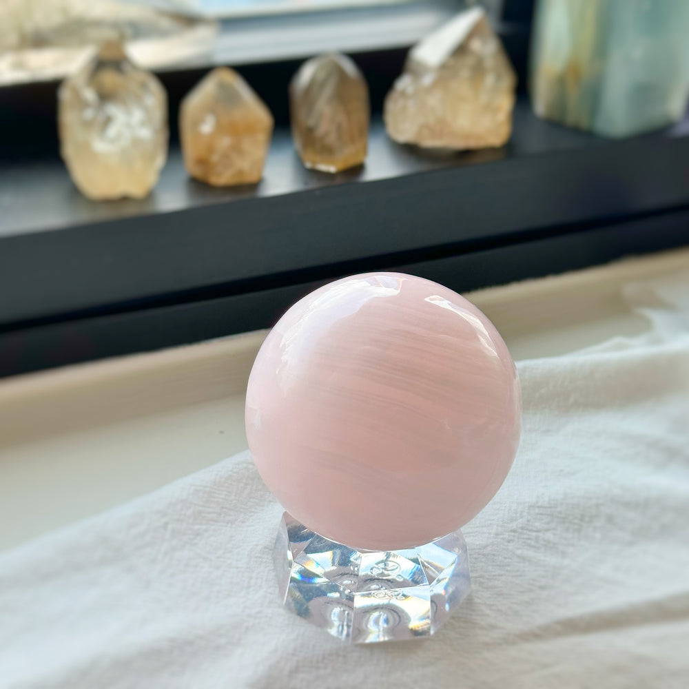 Pink Mangano Calcite Sphere PMC04