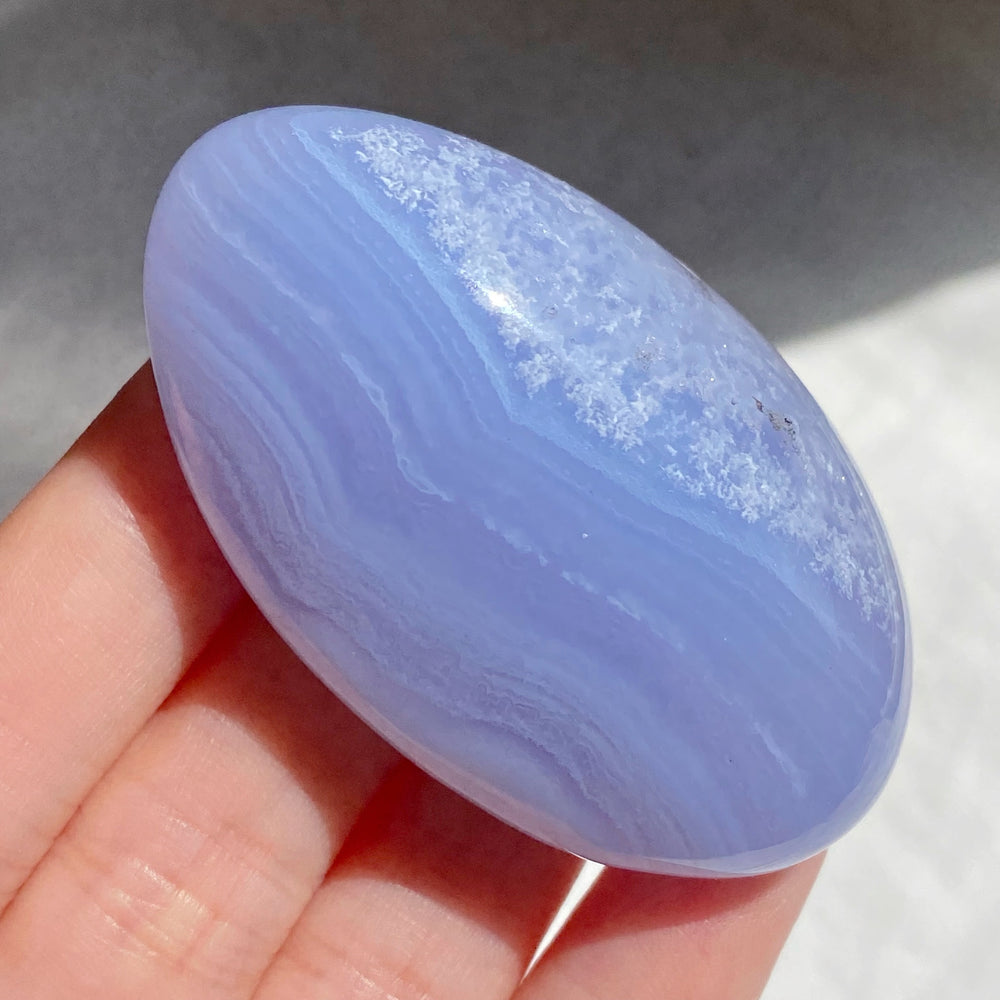 Blue Lace Agate Palm Stone BLP02