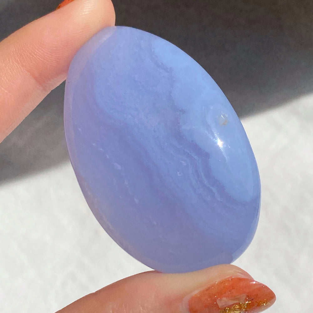 Blue Lace Agate Palm Stone BLP02